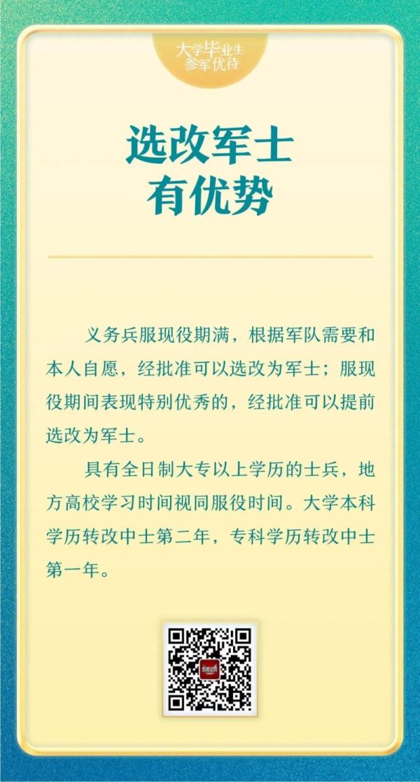 2023年大学毕业生参军优待来了！