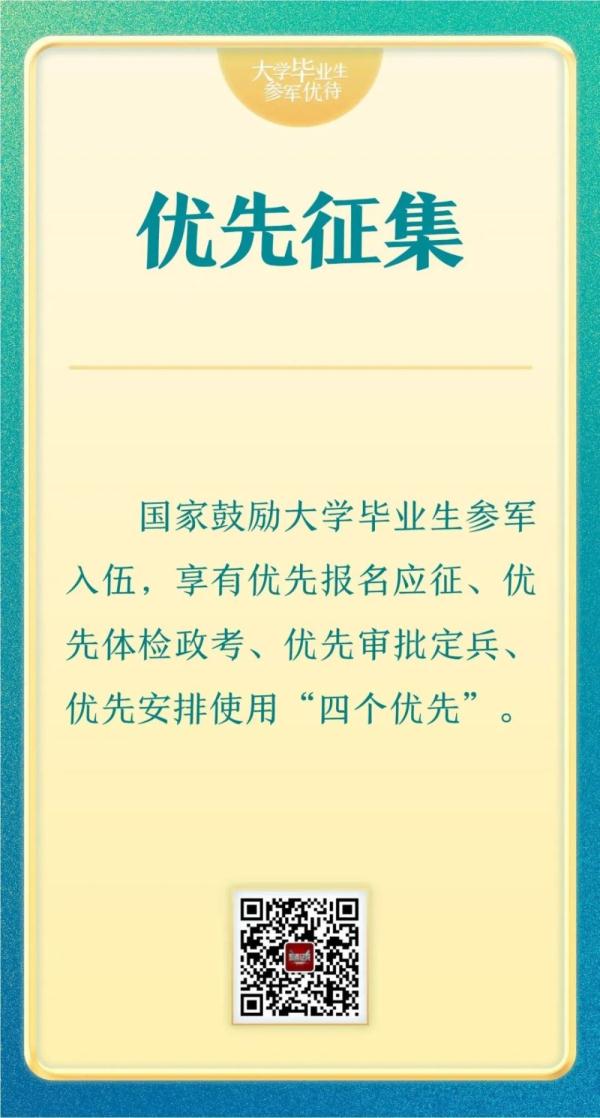 2023年大学毕业生参军优待来了！