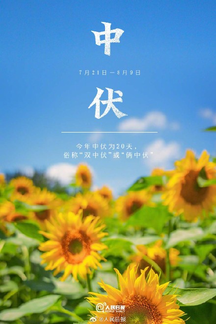 今天，三伏里最热的中伏来了