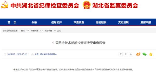 涉嫌严重违纪违法！中国足协两部长被查！