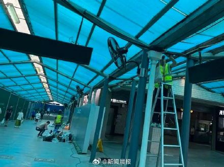 最新！上海宜山路地铁换乘大棚凉快了