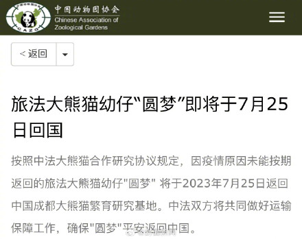 欢迎回家！旅法大熊猫圆梦明天回国