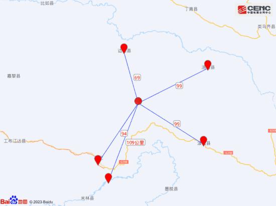 西藏林芝市波密县发生4.2级地震，震源深度10公里