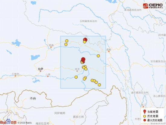 西藏林芝市波密县发生4.2级地震，震源深度10公里