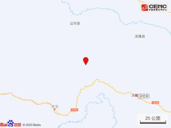 西藏林芝市波密县发生4.2级地震，震源深度10公里