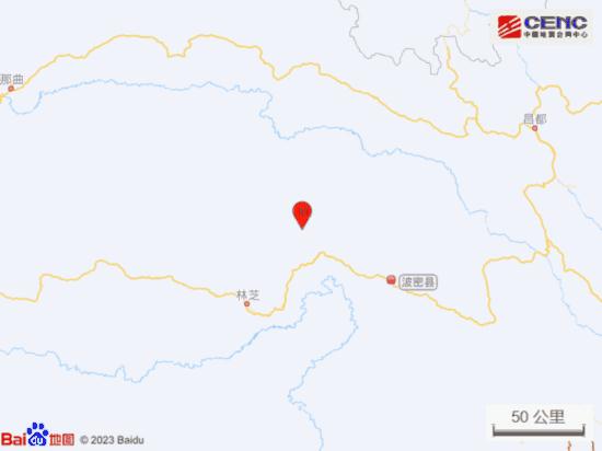 西藏林芝市波密县发生4.2级地震，震源深度10公里