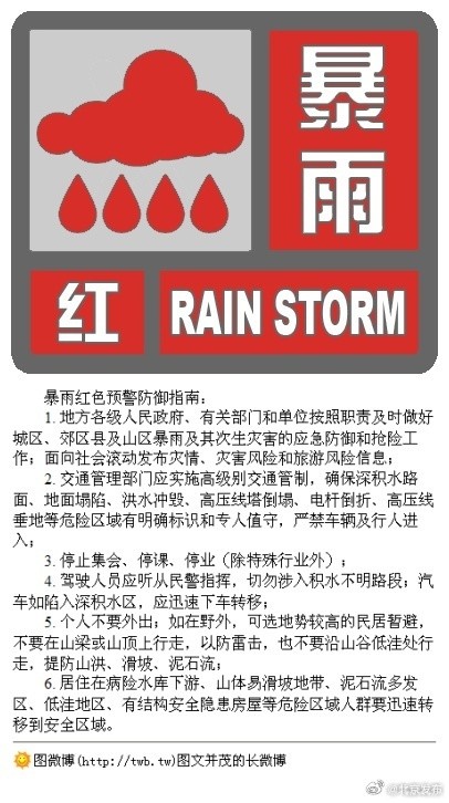 北京升级发布暴雨红色预警信号 北京升级发布暴雨红色预警信号