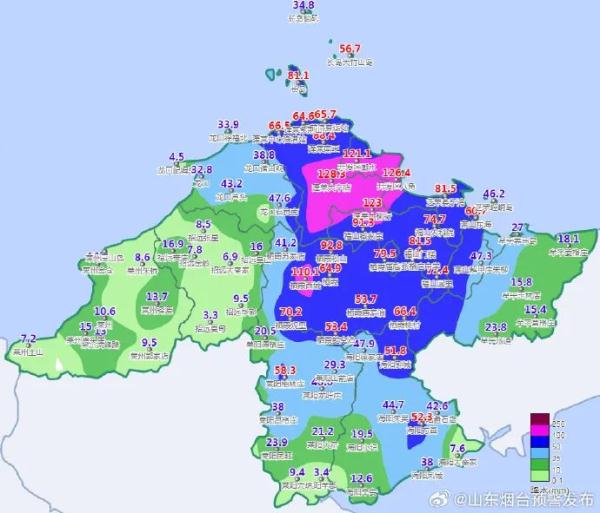 128.3毫米！烟台这里降下大暴雨！烟台继续发布暴雨黄色预警