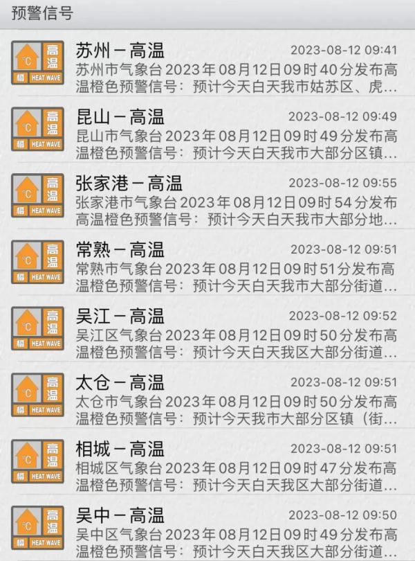 最高37℃！苏州发布高温橙色预警！