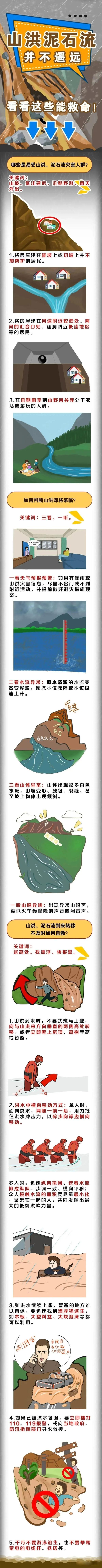 夏秋季节山洪、泥石流多发，这份安全提示请收好