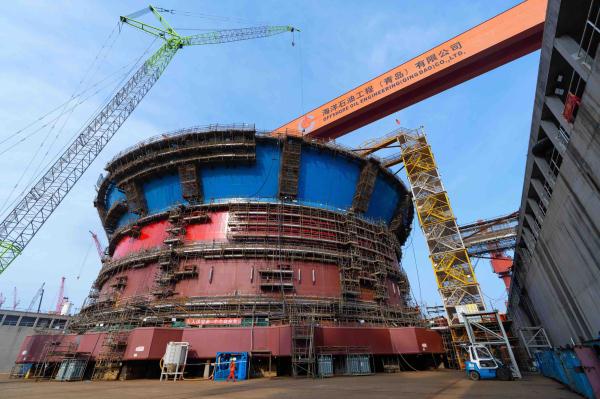 亚洲首艘圆筒型浮式生产储卸油装置船体建造完工