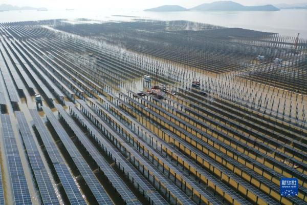 浙江三门:滩涂光伏电站加紧施工建设 浙江三门:滩涂光伏电站加紧施工建设