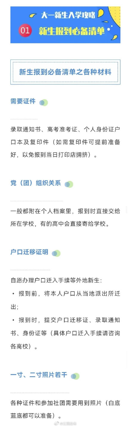 最全!大一新生报到必看清单,速速收藏! 最全!大一新生报到必看清单,速速收藏!