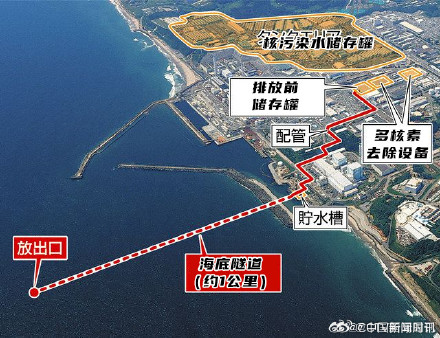 日本核污染水排海位置示意图