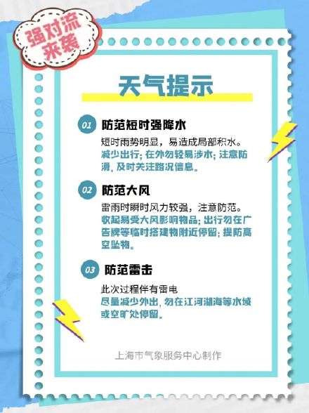 申城暴雨大风即将来袭，请大家注意防范！