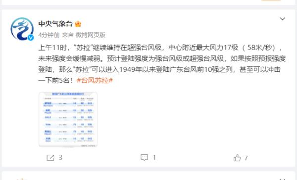 步步逼近！“苏拉”或成广东台风前10强，已有12地市延迟开学，广州最新消息→