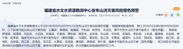 福州永泰24小时累计雨量破纪录！“海葵”带来强降水，这些区域存在山洪灾害风险