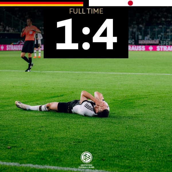 国足逼平马来西亚7小时后，日本把德国打服了