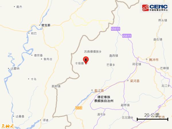 云南德宏盈江发生3.4级地震