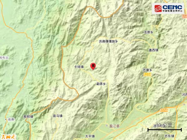 云南德宏盈江发生3.4级地震