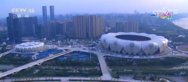 空中看亚运之城 杭州奥体中心场馆群准备好了