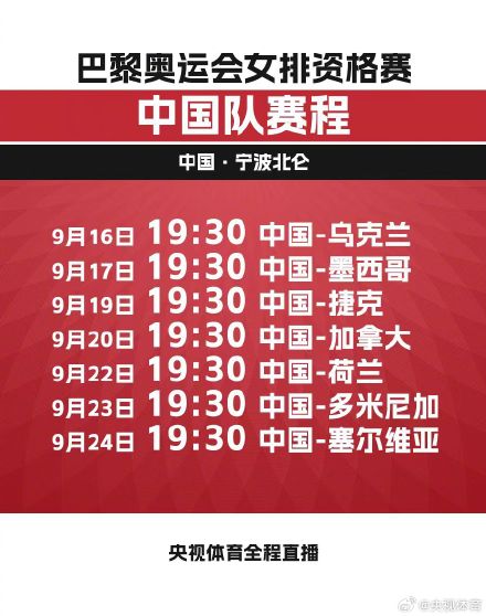 奥运会女排资格赛9月16日打响 中国女排剑指巴黎！