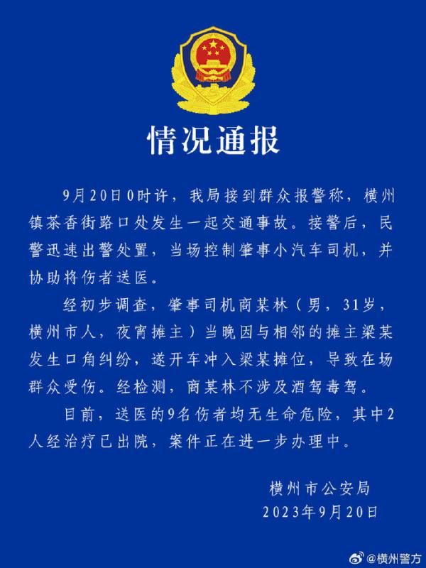 男，31岁，被抓！开车冲撞夜宵摊致9人伤！警方通报→