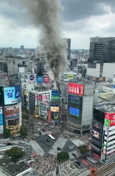日本东京涩谷中心街发生火灾
