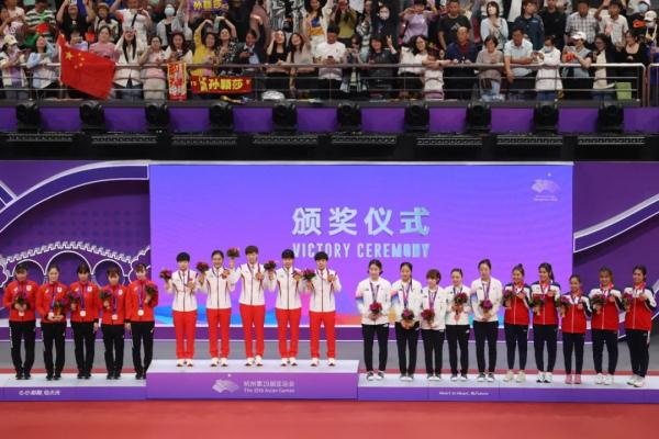 冠军！中国队战胜日本队获得亚运会乒乓球女团冠军