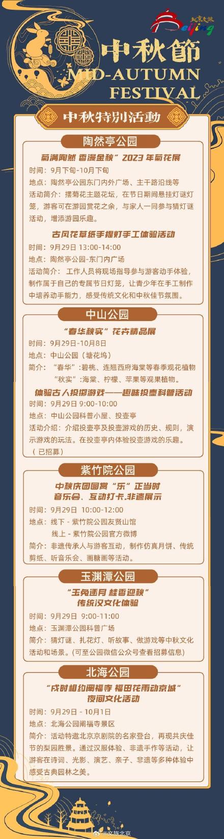 北京市属公园中秋特别活动 北京市属公园中秋特别活动