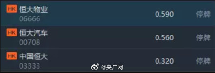 中国恒大恒大汽车在港交所暂停交易