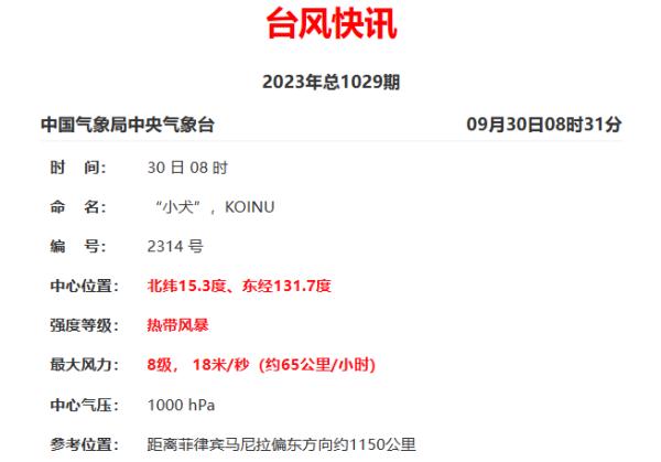 快讯！台风“小犬”生成！接下来福建天气......