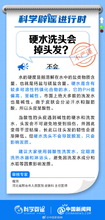 硬水洗头会影响发质,但不会导致脱发 硬水洗头会影响发质,但不会导致脱发