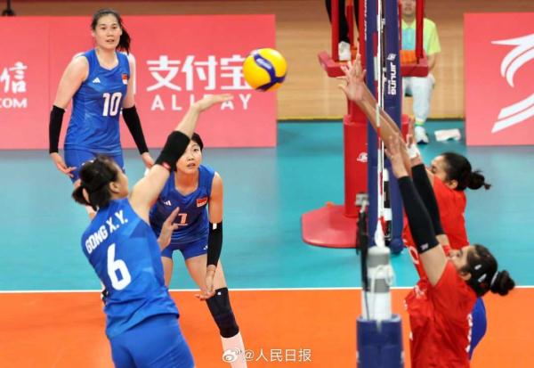 杭州亚运会预赛，中国女排战胜印度女排