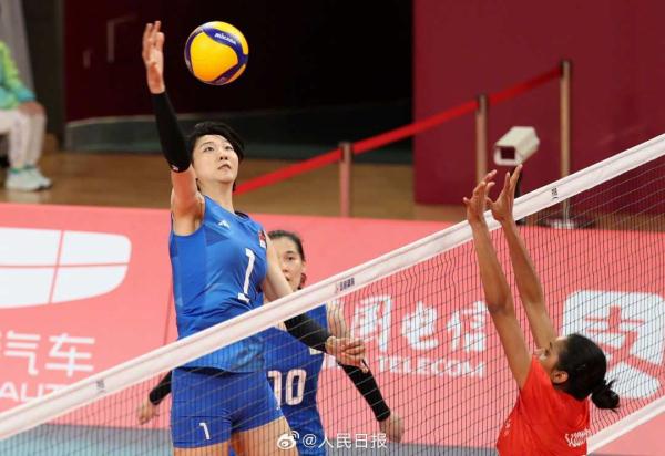 杭州亚运会预赛，中国女排战胜印度女排