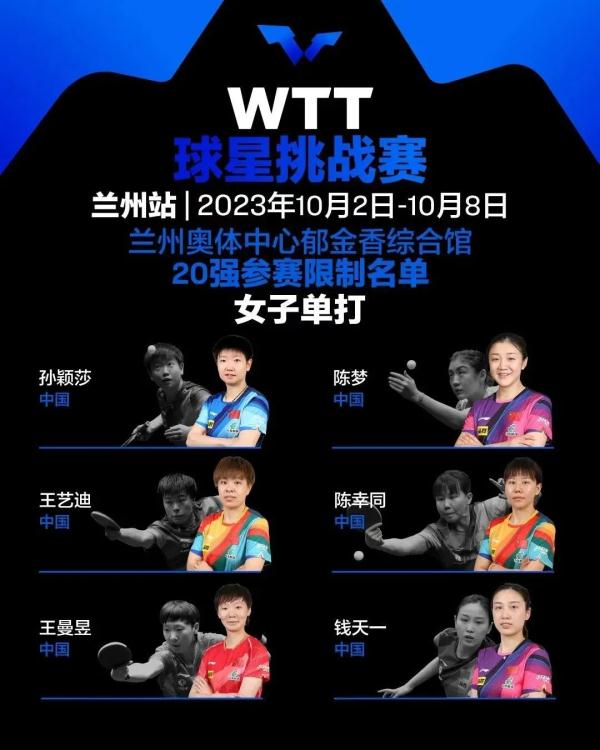 WTT球星挑战赛兰州站今日开赛