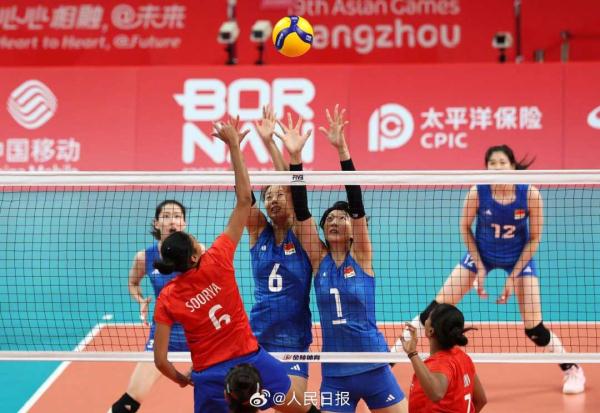 杭州亚运会预赛，中国女排战胜印度女排