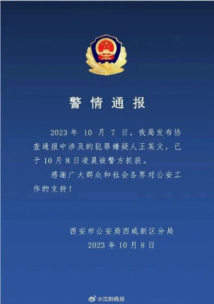 西安重大刑案嫌疑人王某文被抓获 西安重大刑案嫌疑人王某文被抓获
