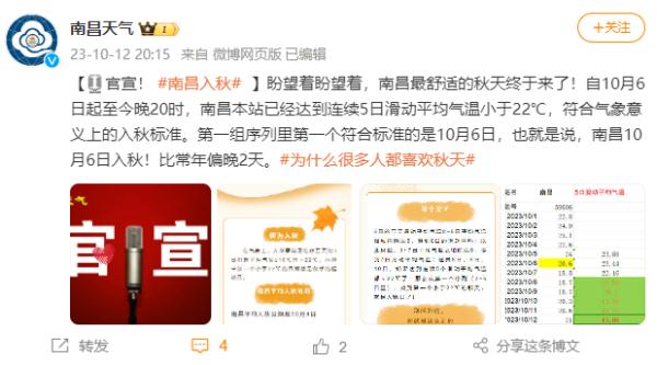 南昌官宣！正式进入！接下来天气......