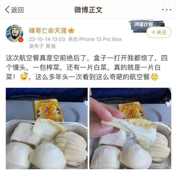 “飞机餐发4个馒头1片白菜”上热搜，航司配餐有标准吗？