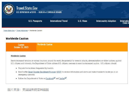 外媒：美国向海外美国人发布全球安全警示