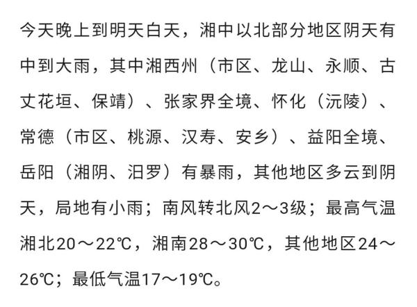 刚刚发布预警！湖南这些地方暴雨！