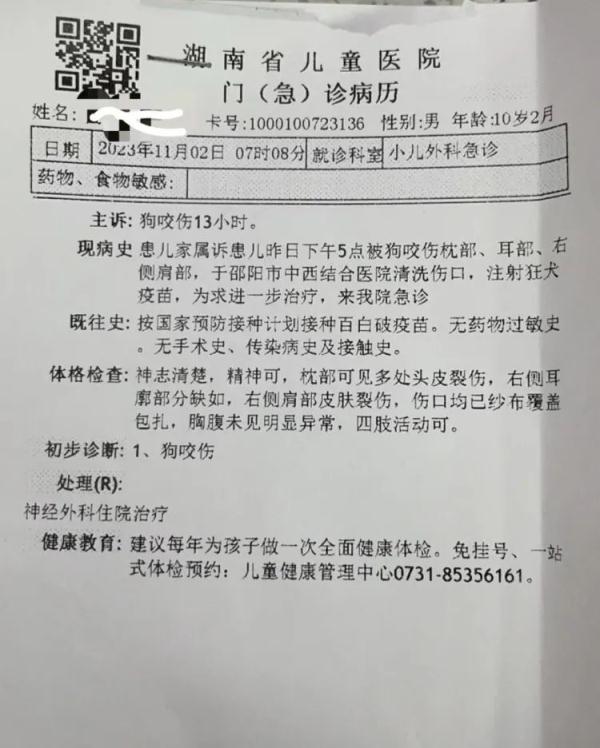 10岁男童遭阿拉斯加犬咬伤，母亲：孩子仍在ICU，后脑勺有好长的口子