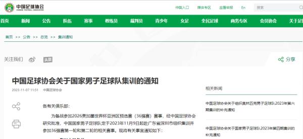 国足新一届集训名单公布！