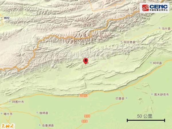 新疆克孜勒苏州今日凌晨连发6次地震，最大5.4级