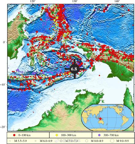 印尼班达海海域发生6.8级地震,或引发局地海啸 印尼班达海海域发生6.8级地震,或引发局地海啸