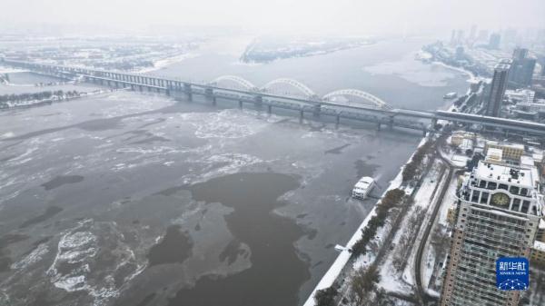 松花江哈尔滨段江面结冰 松花江哈尔滨段江面结冰