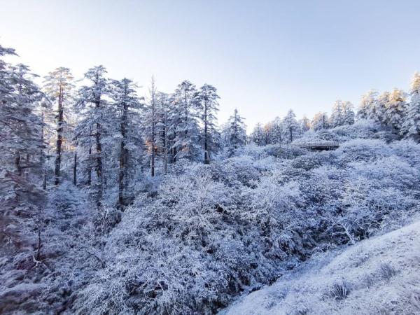 四川瓦屋山迎来初雪！云海、飞瀑美不胜收