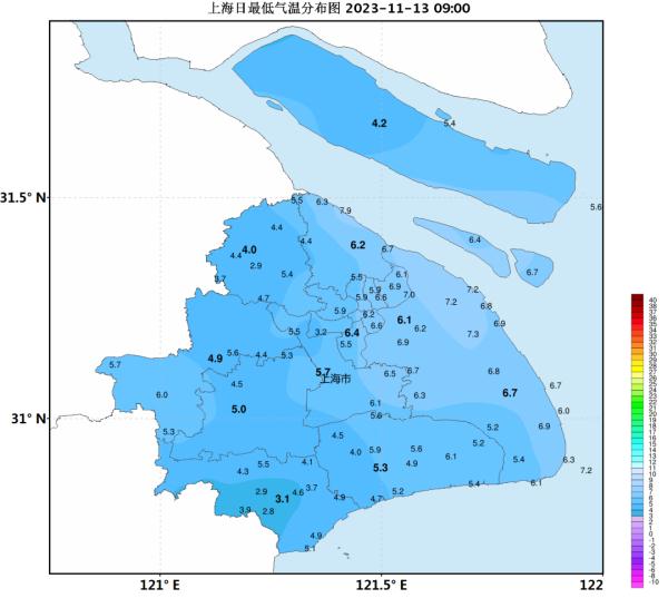 上海冻成深紫色！今晨气温创新低，一区仅3.1℃！
