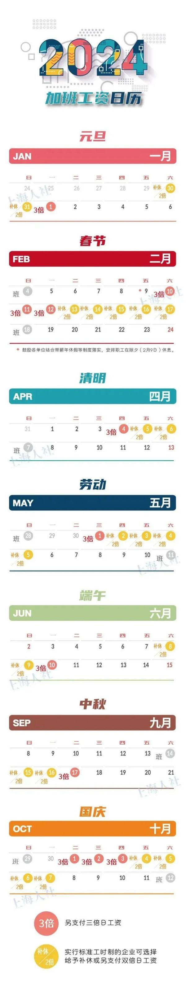2024加班工资日历来了！
